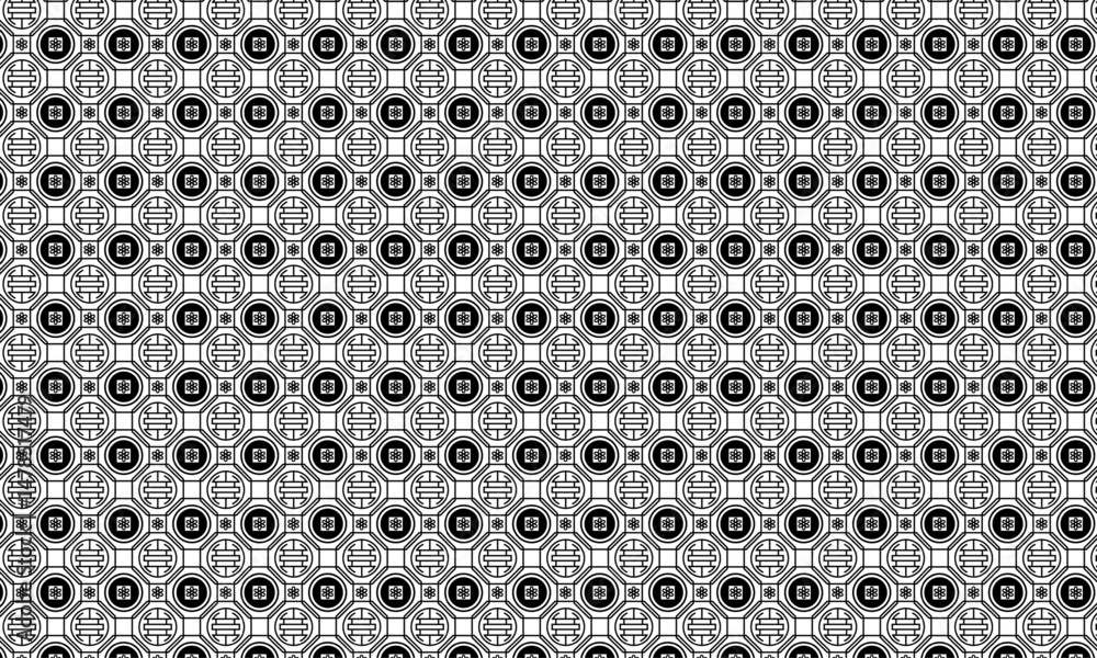 Aufkleber traditional pattern background with circle, square geometric shape | creative pattern with geometric