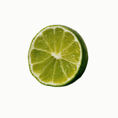 Vibrant Lime Slice on Deep Olive Green Transparent background