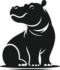 Fototapeta premium Animal vector silhouette of a hippo