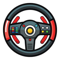 Racing wheel gaming instrument instrument isolated on white background