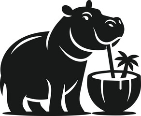 Animal vector silhouette of a hippo