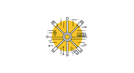 Hub and Spoke Logistics Network: Minimalist Yellow and Gray Design