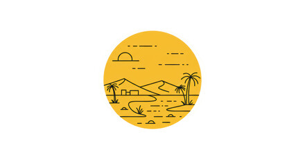 Desert Oasis Icon: Minimalist Travel Illustration