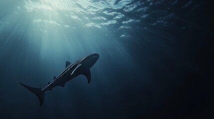 Fototapeta premium A whale shark peacefully swimming in open water