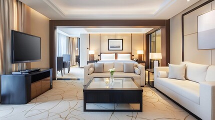 Stock photo concept: A luxury business hotel suite prepared for an executive traveler