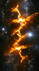 Obraz premium Celestial blaze: A cosmic river of fire flowing through the star-studded void