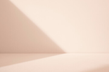 Elegant contemporary natural light shadow on wall and table top for organic beauty cosmetic and...
