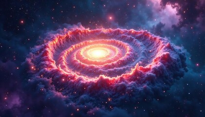 Stunning spiral galaxy swirling in deep space, vibrant colors and cosmic dust , big bang, night sky, milky way