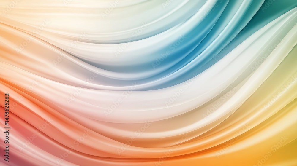 Poster colorful abstract waves of fabric flowing softly in smooth design