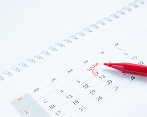 important doctor appointment schedule write on white calendar page date close up