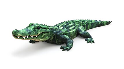 Obraz premium Digital rendering of a stylized green crocodile.