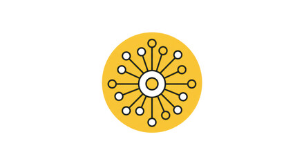 Obraz premium Network Connection Icon - Golden Hub with Nodes