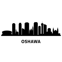 Naklejka premium Oshawa Skyline with Ontario, and Canada Cityscape Vector.