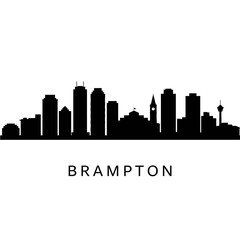 Naklejka premium Brampton Skyline with Ontario, and Canada Cityscape Silhouette. (1)