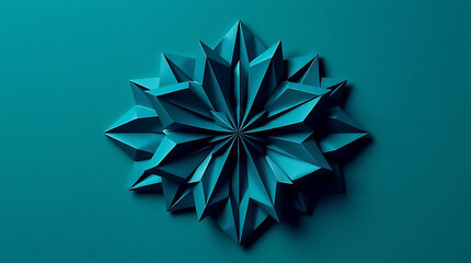 Abstract geometric turquoise design with sharp edges and a symmetrical star pattern