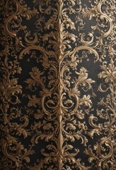 Elegant damask pattern, intricate swirls & flourishes, luxury, blue