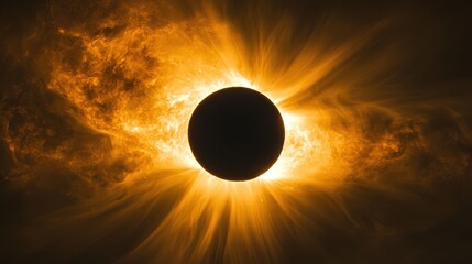 Naklejka premium A total solar eclipse with a glowing corona