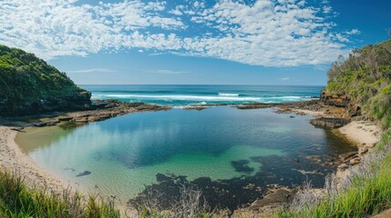 Naklejka premium A tranquil lagoon where freshwater meets the ocean