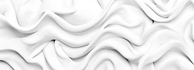 Fototapeta premium Luxurious white fabric draping in flowing waves for abstract backgrounds and elegant designs.