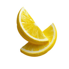 Two Juicy Lemon Slices Falling on Green Screen Transparent background