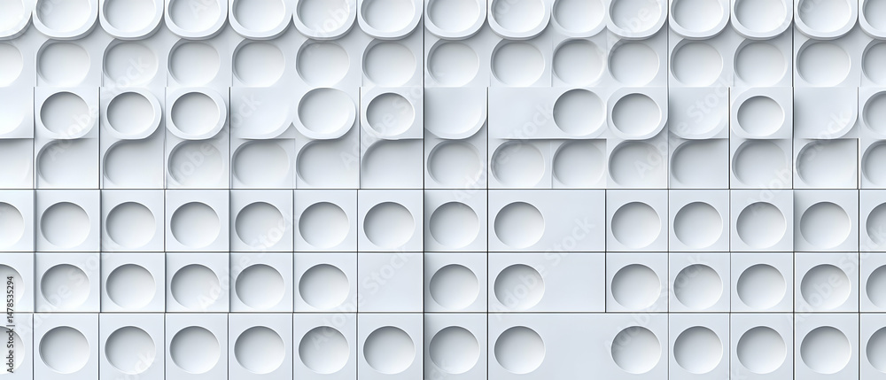 Poster abstract geometric pattern with white circles and squares