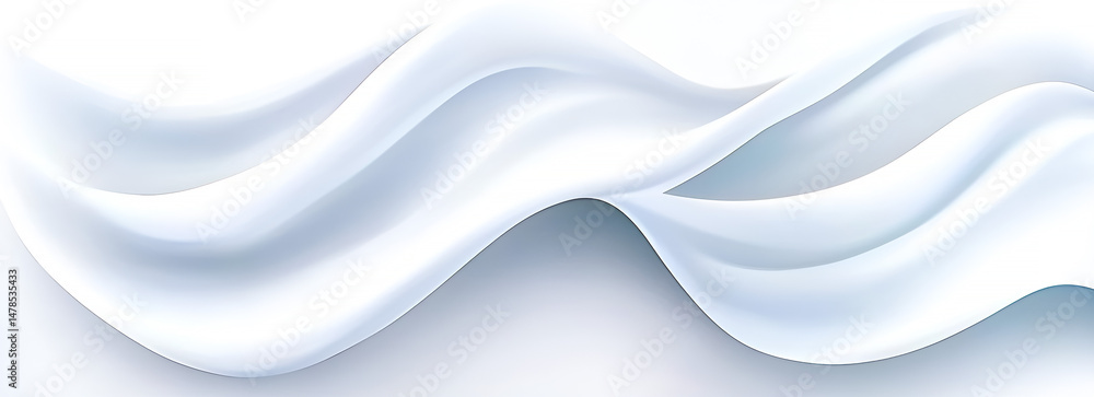 Poster abstract background with flowing silky white fabric rendered in a soft and elegant style perfect for