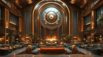 Obraz premium Grand Luxurious Lobby Interior Design: Opulent Art Deco Style