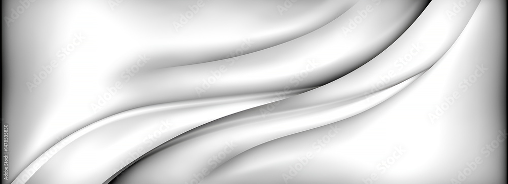 Poster abstract white satin background with fluid curves creating soft elegant waves for graphic design pur