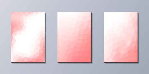 Pink Peach Background Vertical Abstract Geometric Low Poly Gradient Polygonal Vector Set