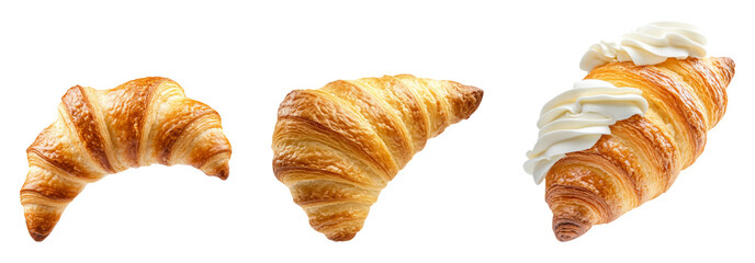 Isolated Croissants on Transparent Background for Food Design Use