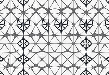 Abstract geometric mosaic tile patterns; white and gray seamless textures, vector illustration, tile pattern, element