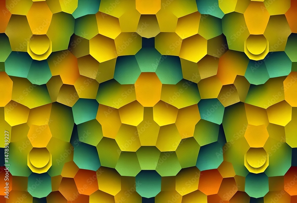 Poster abstract geometric seamless vector pattern with repeating hexagonal shapes creating a textured backg