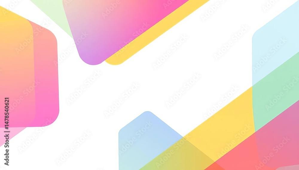 Poster abstract geometric gradient shapes overlap on white, creating a modern, minimalist design with ample