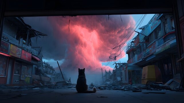 Watch a Cat Survey the Wreckage of a Burned Out Arca Remains Amid Haunting Ruins
