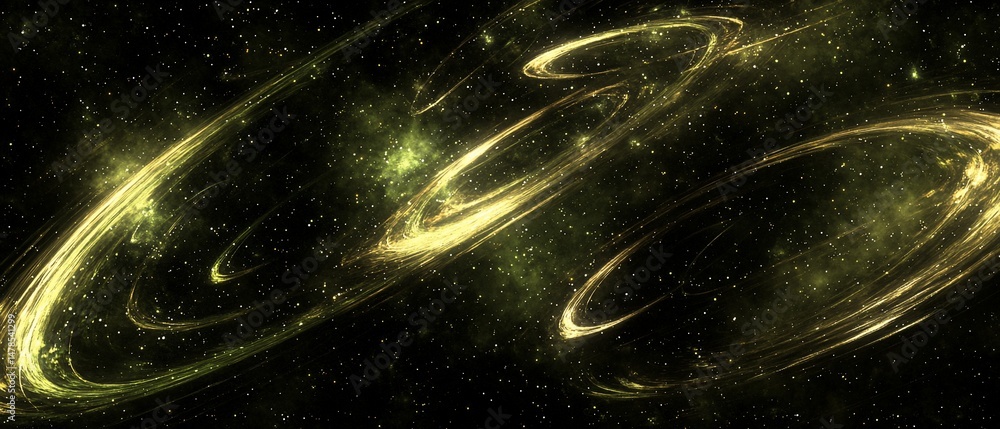 Poster celestial spirals of light dancing across the vast canvas of outer space