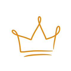 Thin Line Royal Crown Doodle for Elegant and Minimalist Graphic Design Projects