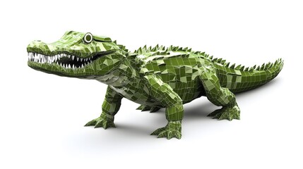 Fototapeta premium Geometric rendering of a green crocodile.