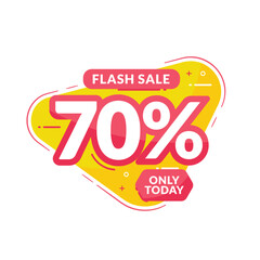 Flash Sale 70% Off Badge Design. Discount number banner flat design
