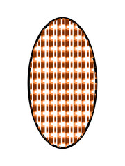 Ilustración de un patrón de forma ovalada con figuras abstractas de diferentes formas y tamaños