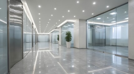 Design Inspiring Workspaces With Modern Minimalist Corporate Office Hallway Featuring Clean Lines And Natural Light