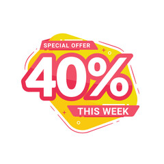 Special offer 40% Off Badge Design. Discount number banner flat design