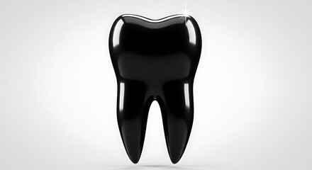 Black Tooth on White Background