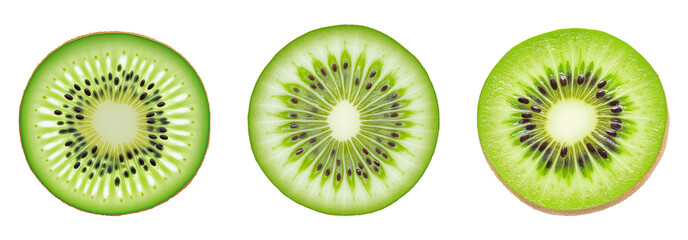 Fototapeta premium Slices of Kiwi Isolated on Transparent Background for Food Display