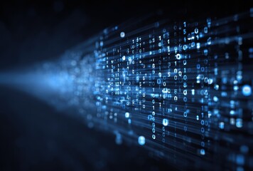 Abstract digital stream of binary code in motion.
