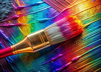 Geometric Paintbrush Strokes on Metallic Surface - Abstract Art Background