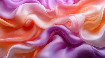 Obraz premium Silken Symphony of Color: A close-up view reveals a mesmerizing cascade of flowing, vibrant silk, the fabric's gentle folds and curves reflecting the interplay of light and shadow.