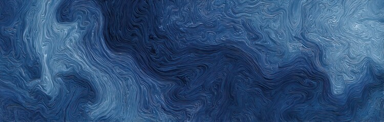 Abstract swirling design of deep blue hues.