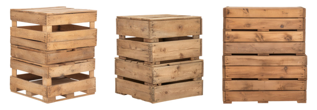 Wooden Crates Isolated on Transparent Background for Stock Use - Powered by Adobe