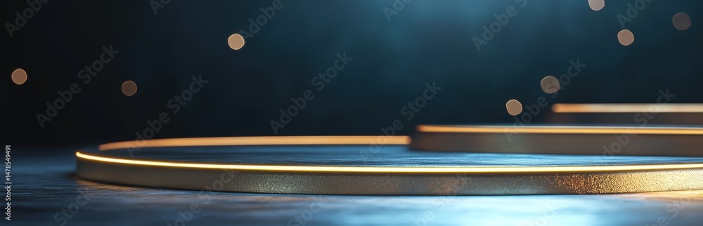 Poster this image features a circular platform with glowing edges set against a dark background, creating a
