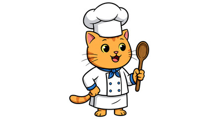 2D Cartoon Cat Chef Character – Transparent Background
